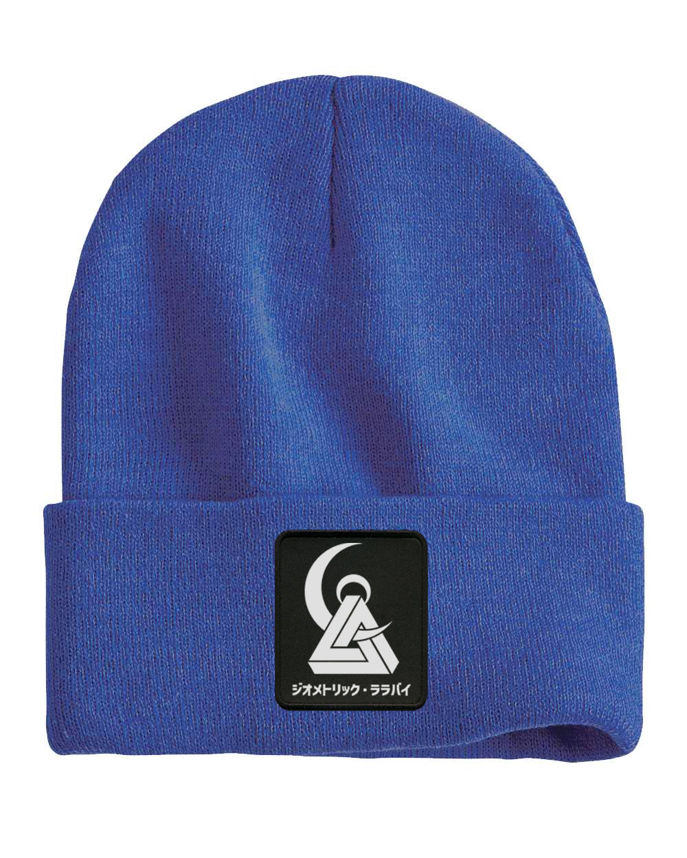 Geometric Patch Blue Beanie