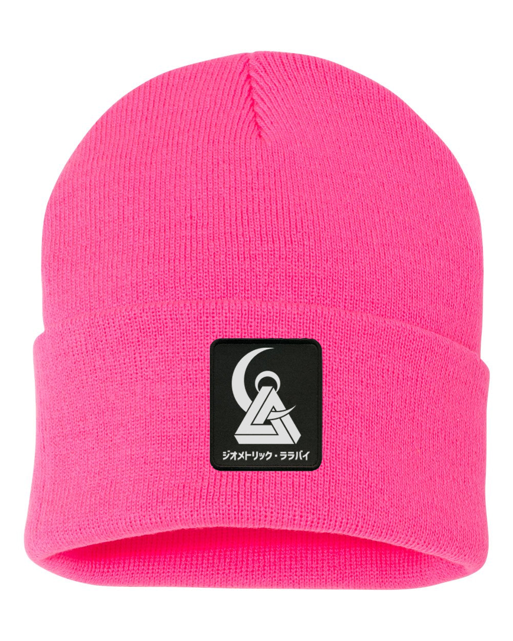 Geometric Patch Hot Pink Beanie
