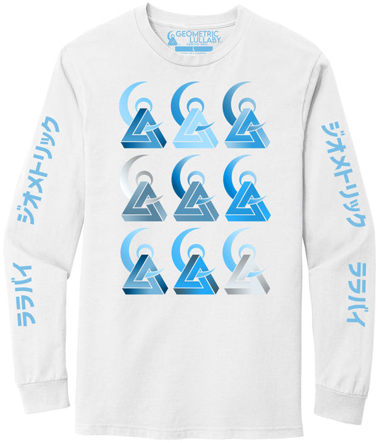 Geometric Grid White Long Sleeve
